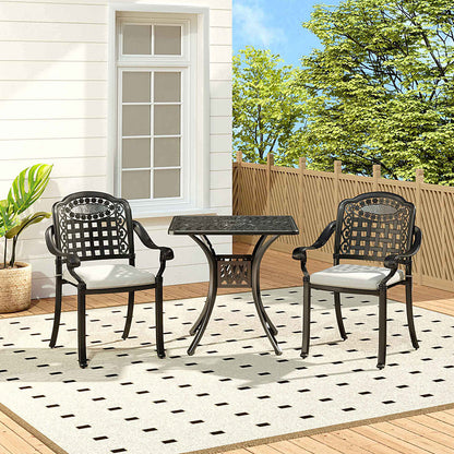 Black Set of 3 Cast Aluminium Garden Dining Set