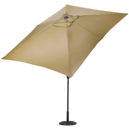 2x3M Rectangular Parasol Umbrella Patio Sun Shade Crank Tilt with Round Base, Taupe