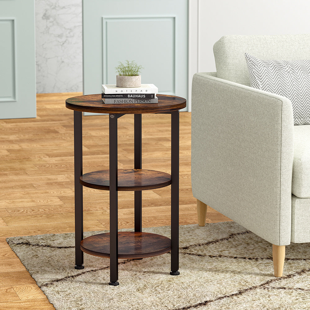 Brown 3 Tier Vintage Wooden Side Table