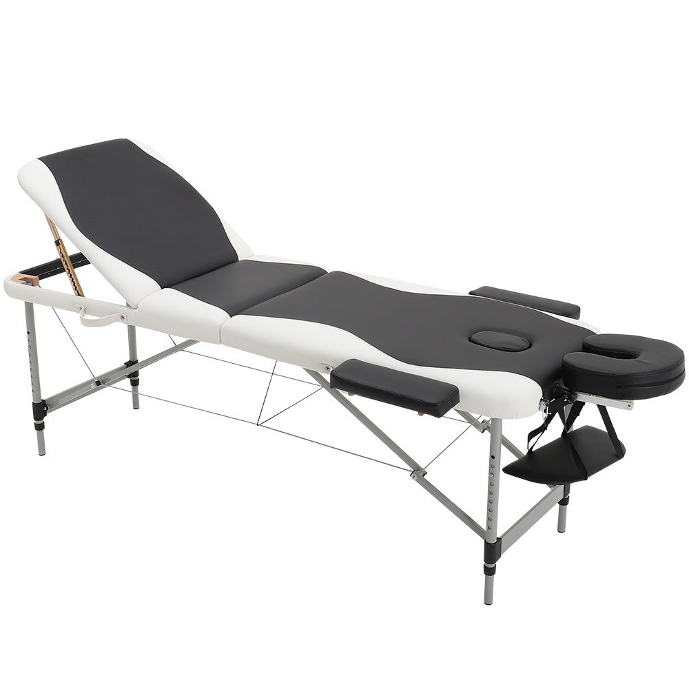 Black Leather Upholstered Adjustable Massage Bed