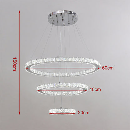 White LED Chandelier Lamp Wire Pendant Crystal Ceiling Lights, 20+40+60CM