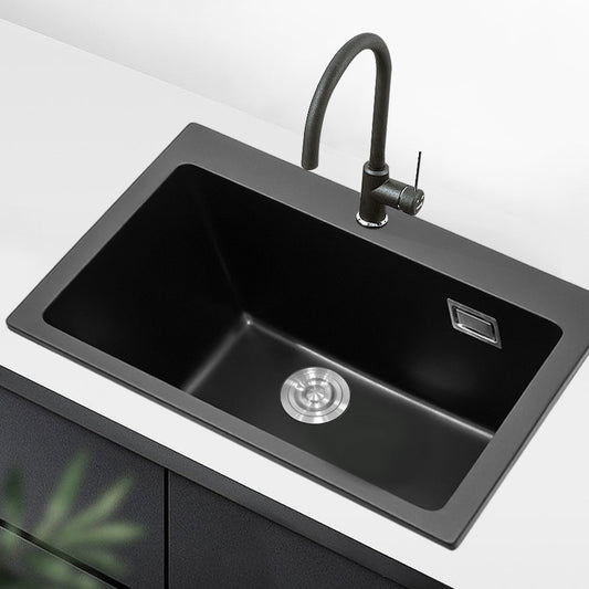 Black 73.5x49cm Quartz Undermount Kitchen Sink Single Bowl