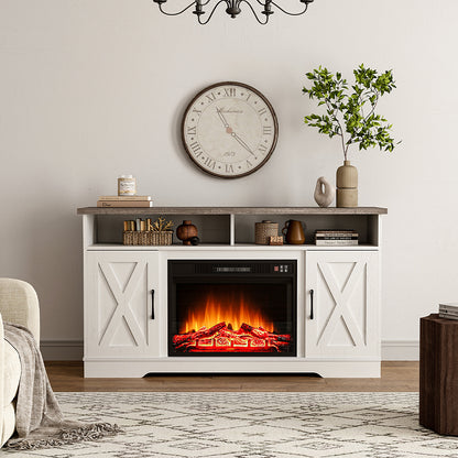 Recessed Electric Fireplace TV Stand with Timer and Remote