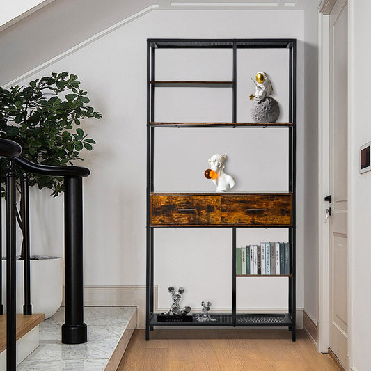 An antique plant stand with drawers for storage