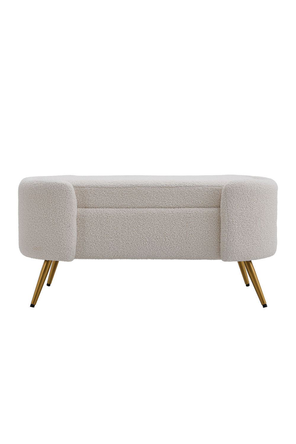 White 100cm W Luxurious Upholstered Accent Bench with Golden Legs