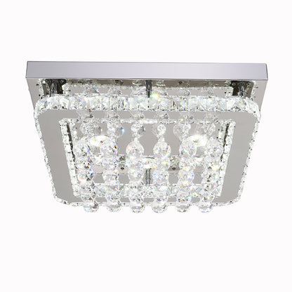 40CM Square LED Crystal Chandelier Pendant Ceiling Light, Cool White