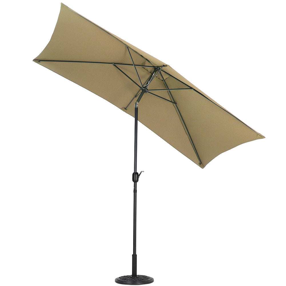 2x3M Rectangular Parasol Umbrella Patio Sun Shade Crank Tilt with Round Base, Taupe