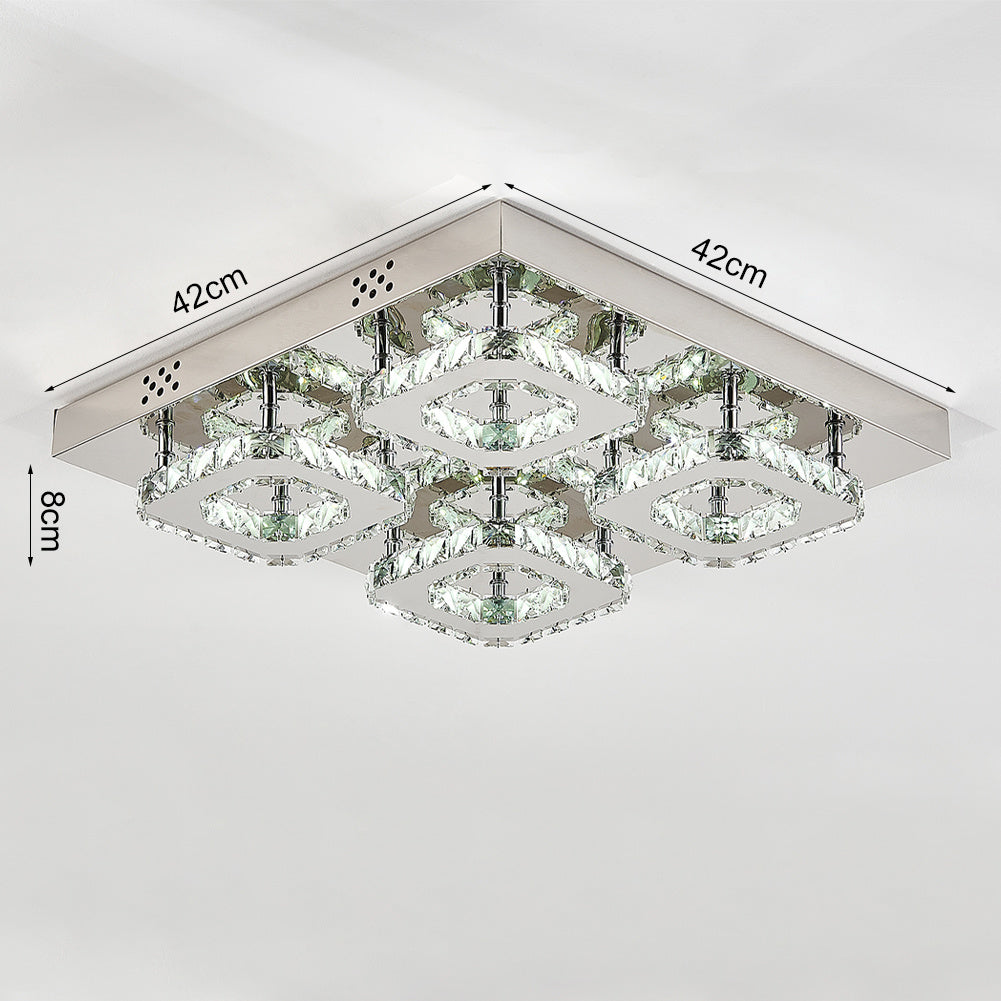 Square Large-size LED Ceiling Light Crystal Chandelier Pendant Lamp Cool White