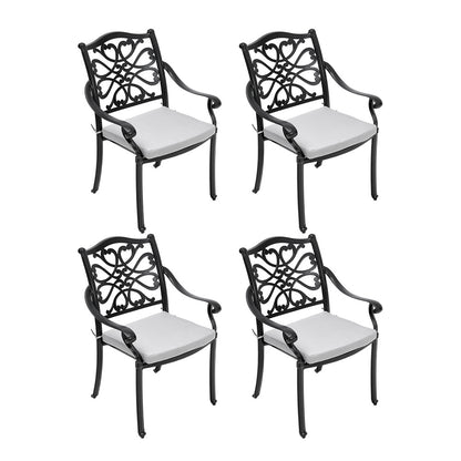 4Pcs Aluminum Outdoor Patio Dining Armchair with Cushion