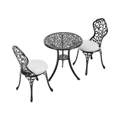 3pcs Cast Aluminum Bistro Table and Chairs Set