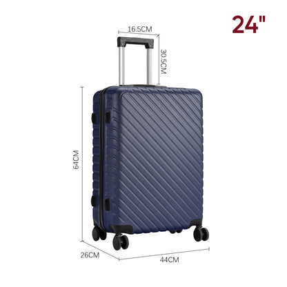 Blue 24 inch Lightweight Hardside Travel Suitcase with Wheels