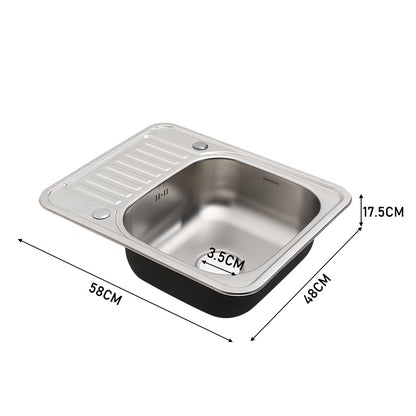 Stainless Steel Single Kitchen Sink Modern Square Laundry Topmount