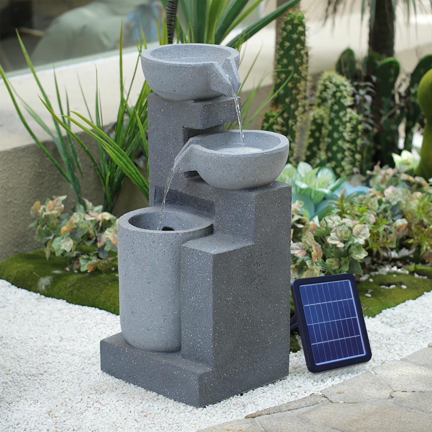 Water Fountain Rockery Decor Solar Powered