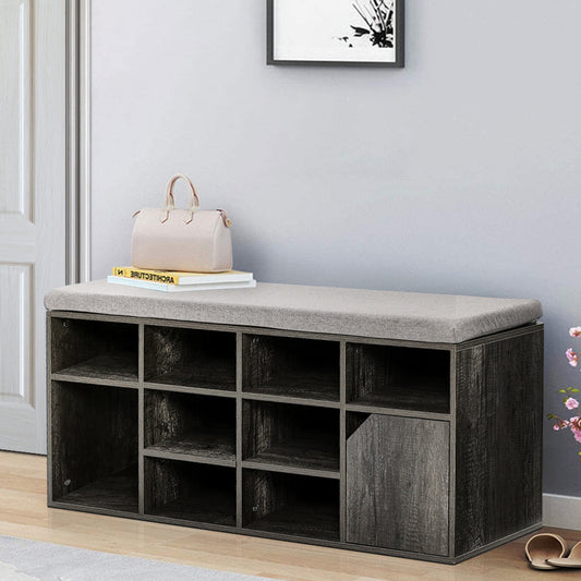 Grey Padded Shoe Storage Bench