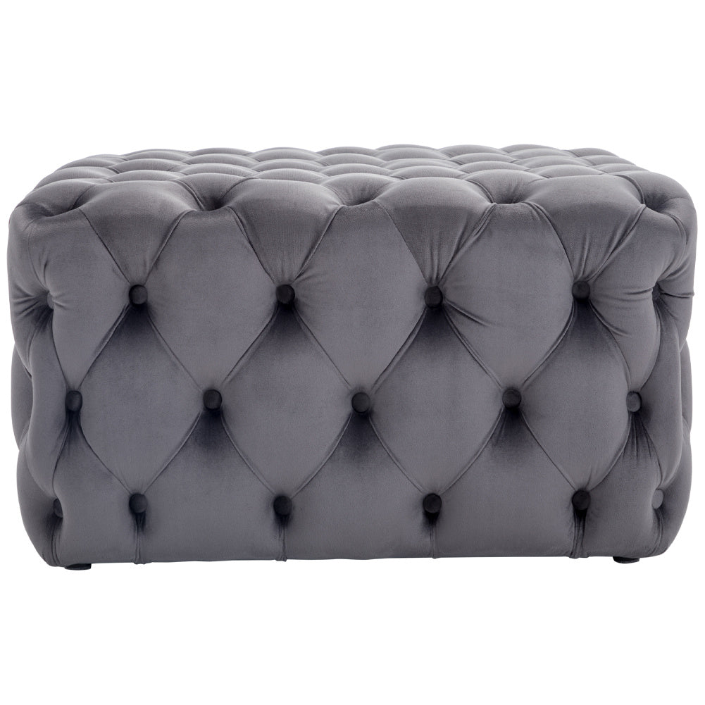 Square Grey Velvet Upholstered Ottoman Seat/ Footstool/ Table