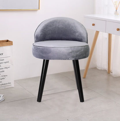 Velvet Dressing Table Stool, Light Grey