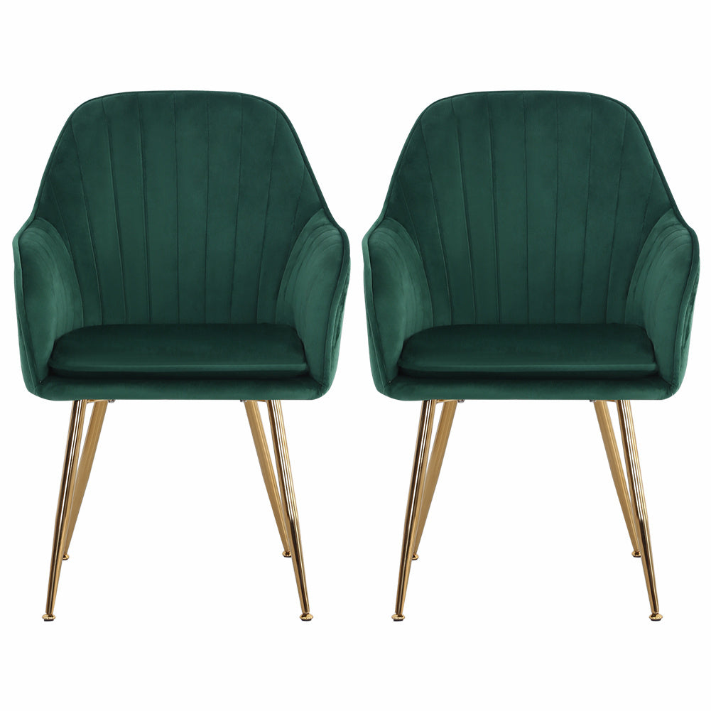 Set of 2 Velvet Dining Chairs with Pad Green