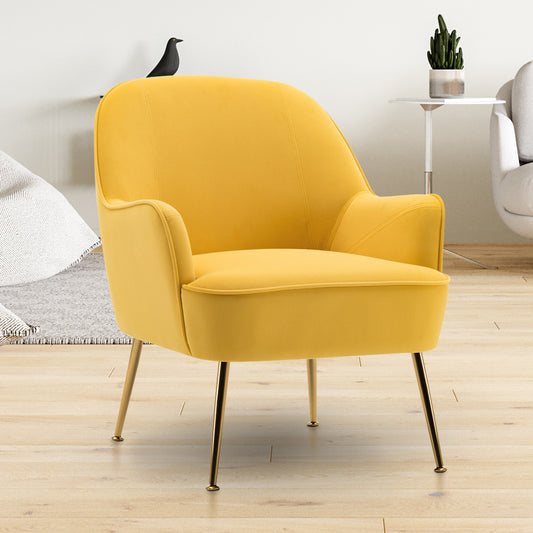 Leisure Velvet Armchair, Yellow