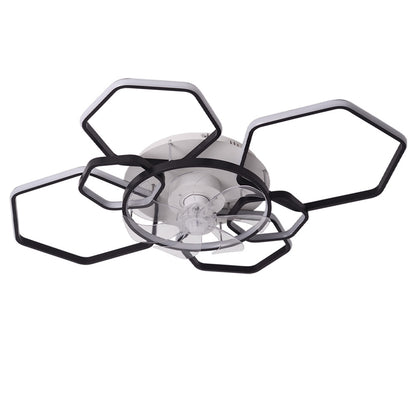 Geometrical Ceiling Mount LED Fan Light,Black