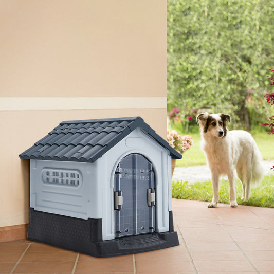 Grey Weatherproof Plastic Dog House Kennel