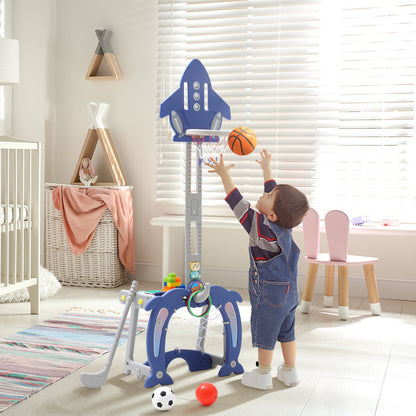 Blue Basketball Golf Ring Toss Activity Centre for Toddlers