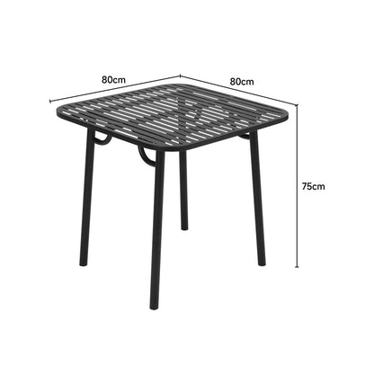 Black Square 80x80cm Outdoor Garden Metal Table