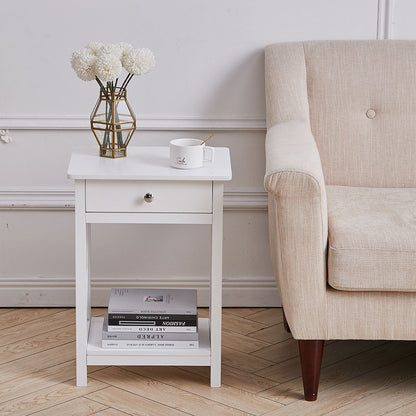 Modern Side Table Nightstand with Drawer White