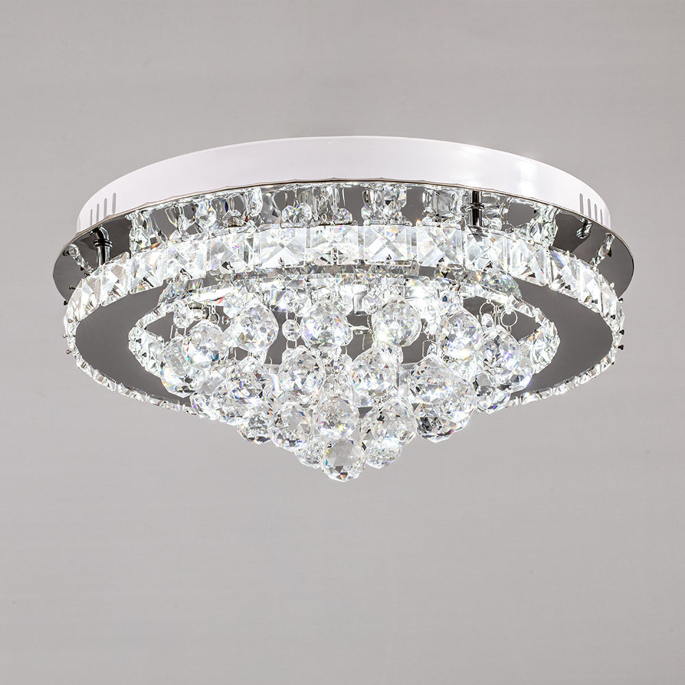 Modern Round LED Ceiling Light Crystal Chandelier Lamp, 40CM Cool White