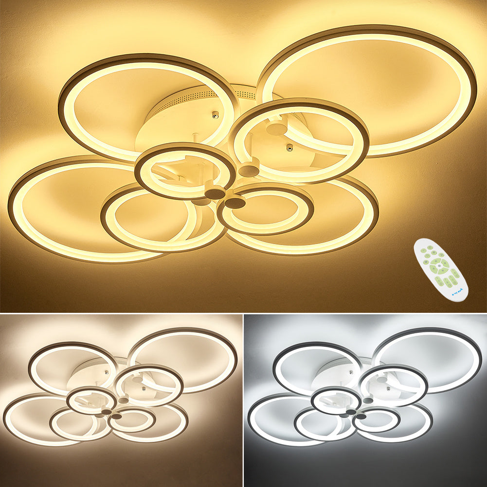 Round LED Dimmable Chandelier Ceiling Light With Remote 8 Head