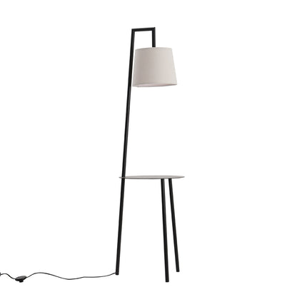 Metal Tray Table Floor Lamp with Linen Lampshade