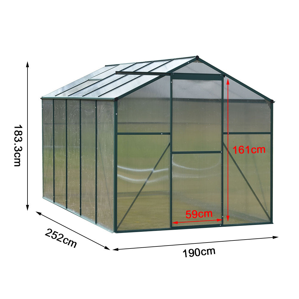 8' x 6' ft Garden Hobby Greenhouse Green Framed with Vents