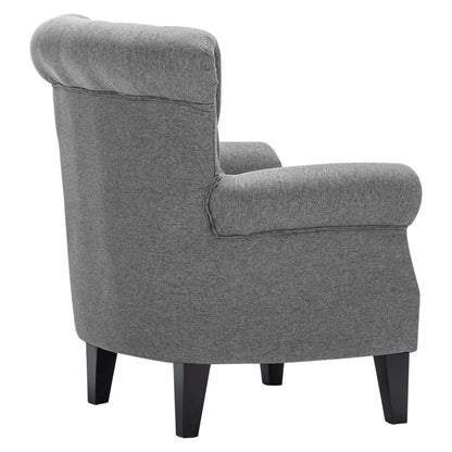 Linen Chesterfield Thick Cushion Armchair, Dark Grey