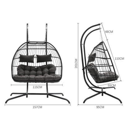 157x95x201cm Outdoor Hanging 2 Seater Egg Chair
