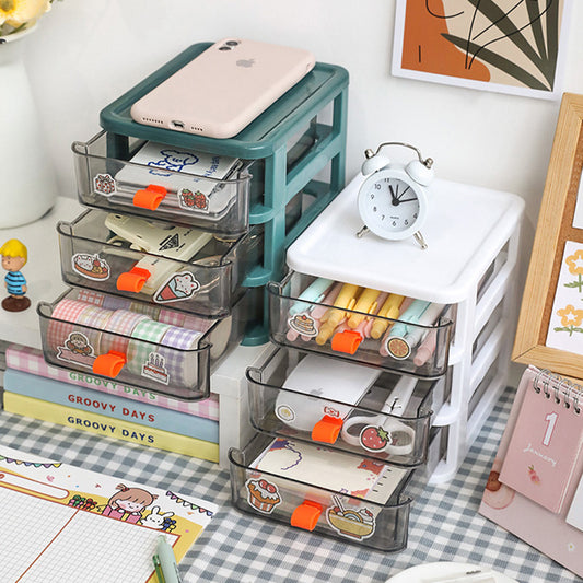 Drawer-Style Stationery Cosmetic Storage Box with Clear View