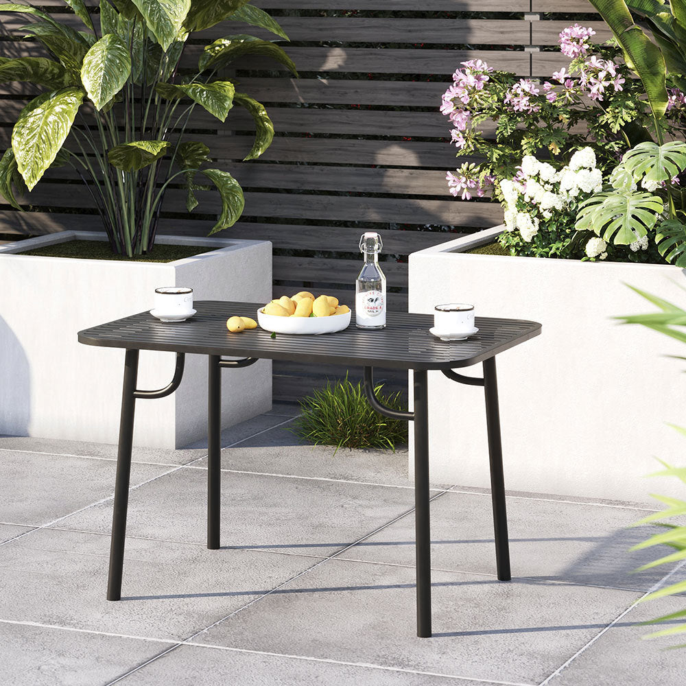 Black Rectangular 120x80cm Outdoor Garden Metal Table