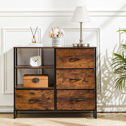 Medieval Style Wooden Storage Cabinet with Four Drawers