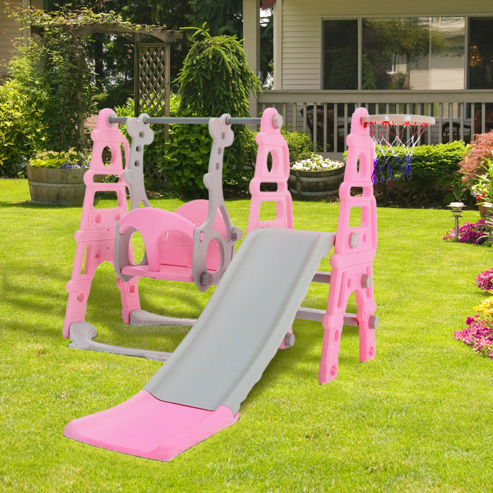 Pink swing and slide set online