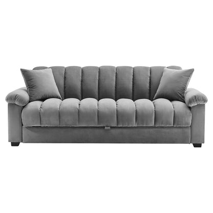 Grey Comfort Sleeper Sofa Bed With 2 Pillows