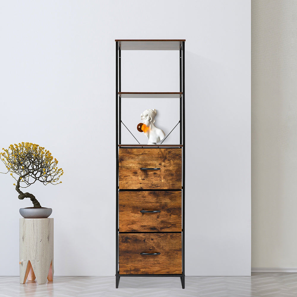 Medieval Style Wooden Storage Cabinet with Three Drawers