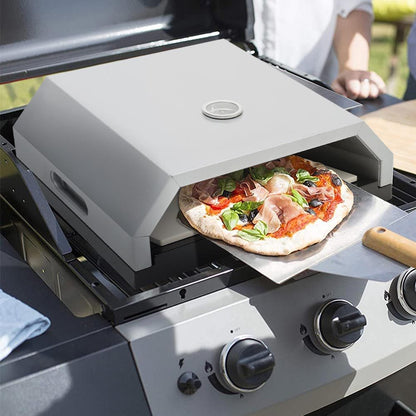 Pizza Oven with Ceramic Stone for Gas Charcoal BBQ Silver