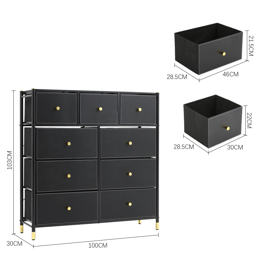 Black 9 Drawer Plastic Storage Cabinet