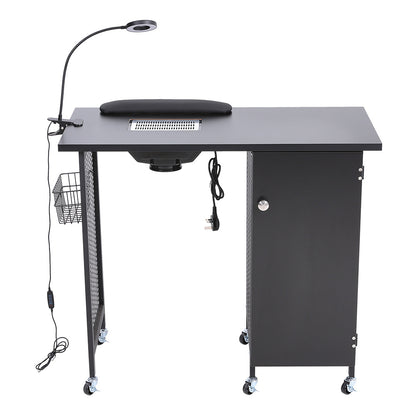 Black Manicure Nail Table on Wheels
