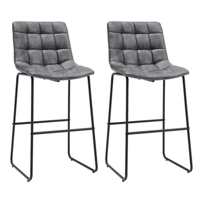 2Pcs Tufted Faux Leather Counter Height Bar Stools