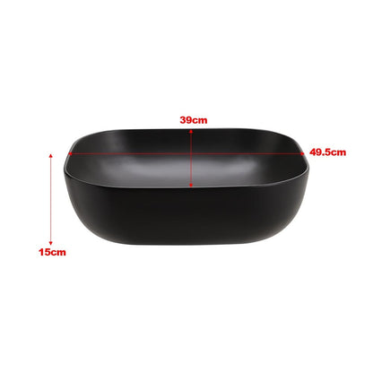 49.5x39cm Rectangular Countertop Vessel Sink Matte Black