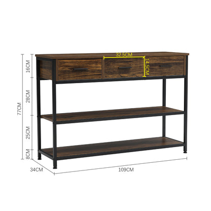 Vintage Console Table with Drawers and Shelves