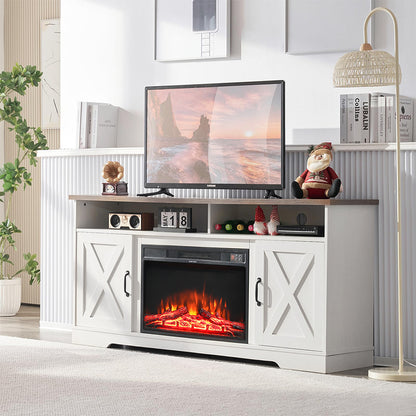 Recessed Electric Fireplace TV Stand with Timer and Remote