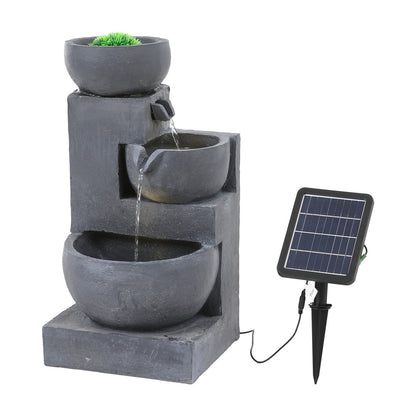 Outdoor Solar Powered Water Fountain Decor with Fake Grass