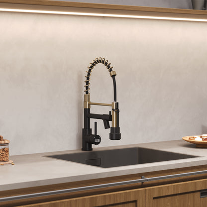 Brushed Gold Modern Single Lever Kitchen Pull Down Faucet