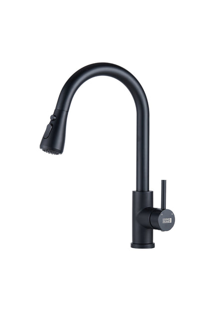 Black/Gold Retractable Commercial Pulldown Kitchen Faucet