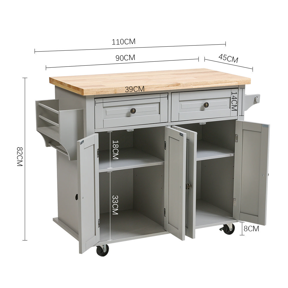 Rolling Wooden Kitchen Island Cart with Storage Cabinet